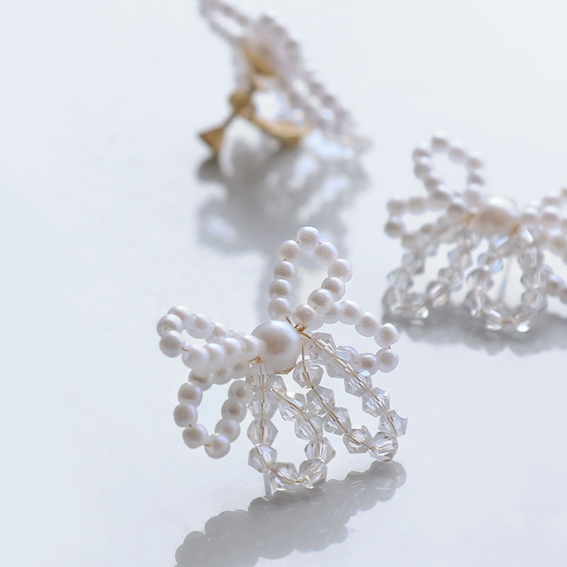 パール ビーズ リボン ピアス イヤリング | JewelVOX（ジュエル