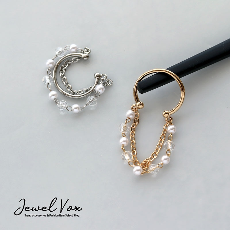 3連 チェーン パール ビーズ イヤーカフ 片耳用 | JewelVOX（ジュエル
