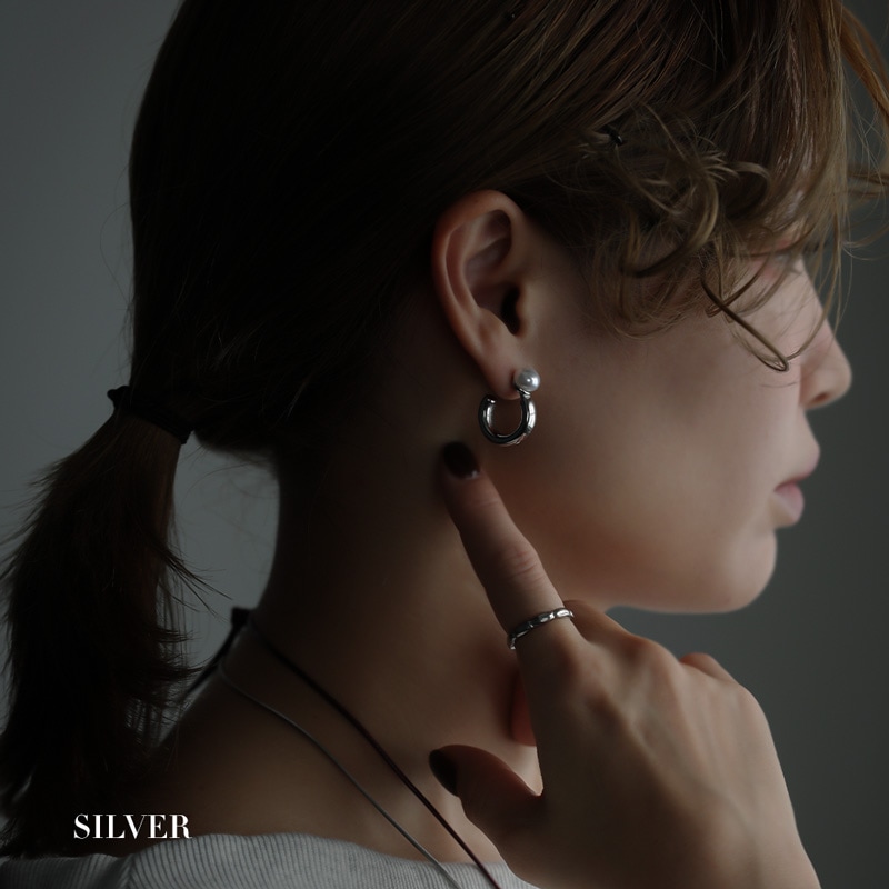 ステンレス パール ハーフフープ ピアス | JewelVOX（ジュエルボックス