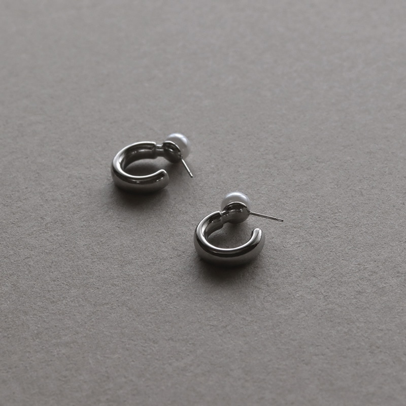 ステンレス パール ハーフフープ ピアス | JewelVOX（ジュエルボックス