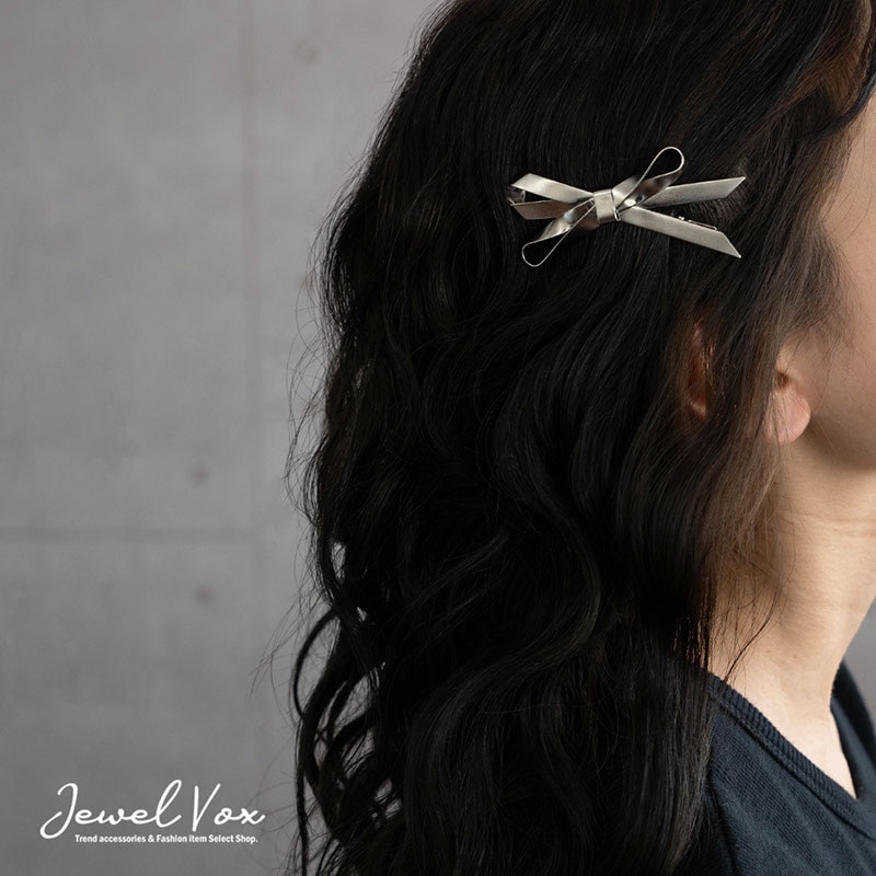 {送料.関税込} リボンメタルヘアクリップ バンスクリップ メタル リボン ヘアクリップ ヘアアクセサリー