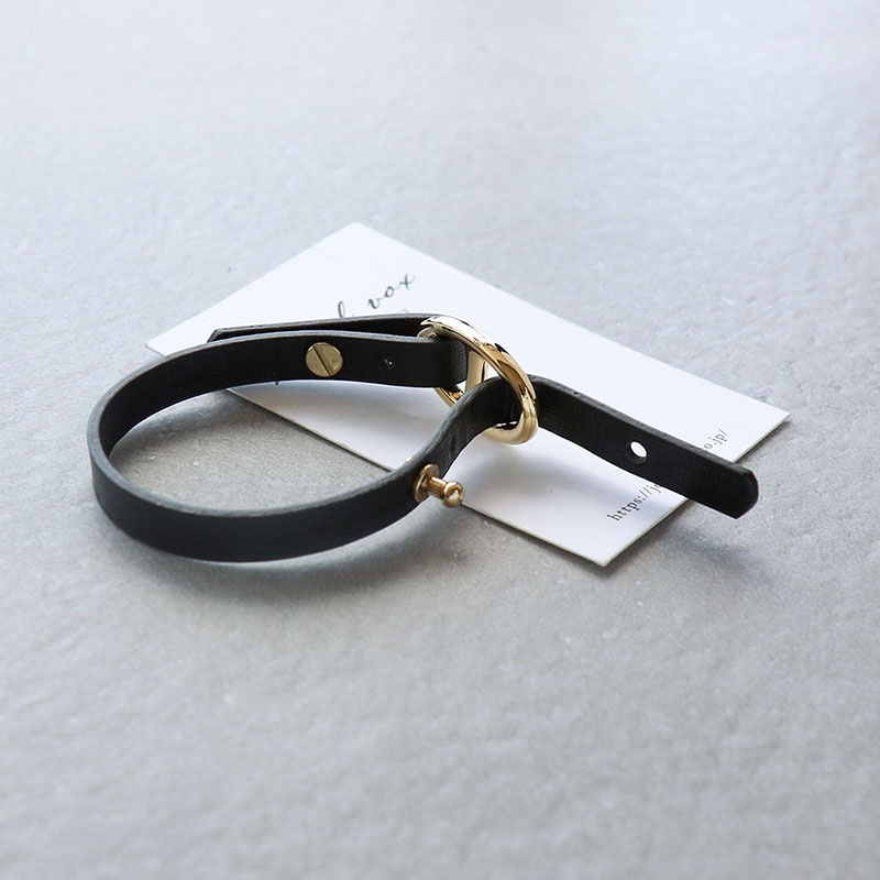 ブレスレット バングル レディース 本革 レザー サークル ゴールド