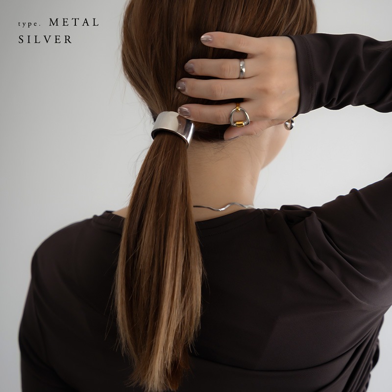 メタル 平打ち ヘアゴム ヘアリング ヘアカフス | JewelVOX（ジュエル