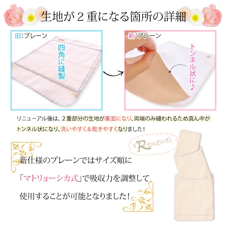 布ナプキン プレーン Lサイズ 生成り 1枚 [ ハンカチタイプ布ナプキン/夜用 / 28cm ] 多い日 ネル生地/消臭タグ付き (日本製)