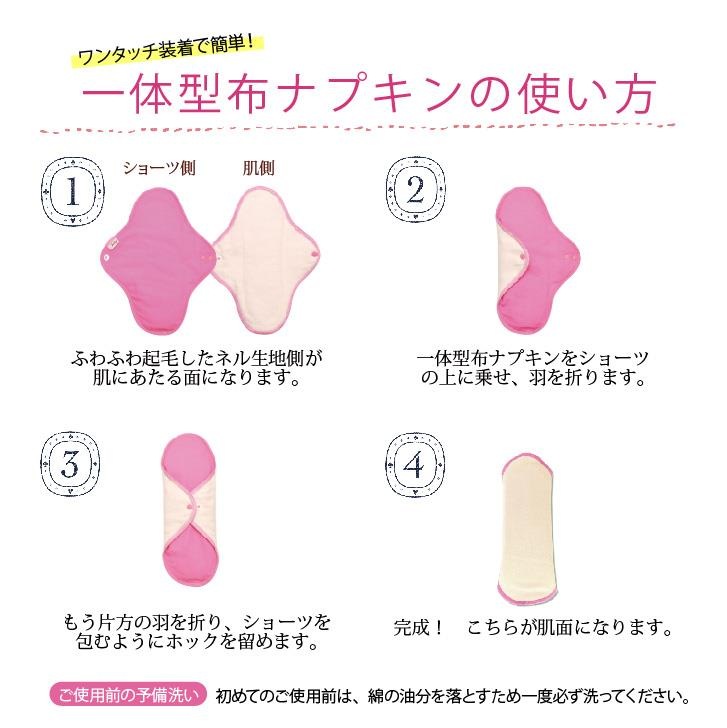 布ナプキン お試し一体型 Mサイズ 生成り 1枚 [ 防水布入り布ナプキン/昼用 / 24.5cm ] 普通の日 ネル生地 (日本製)