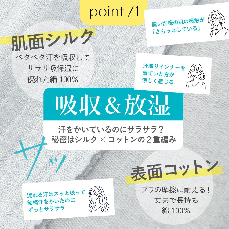 絹肌衣 シルクブラインナー [ 女性用 インナー/内絹外綿 / 二重編み /長さ22cm /伸縮性あり] シルク/コットン (日本製) メール便送料無料