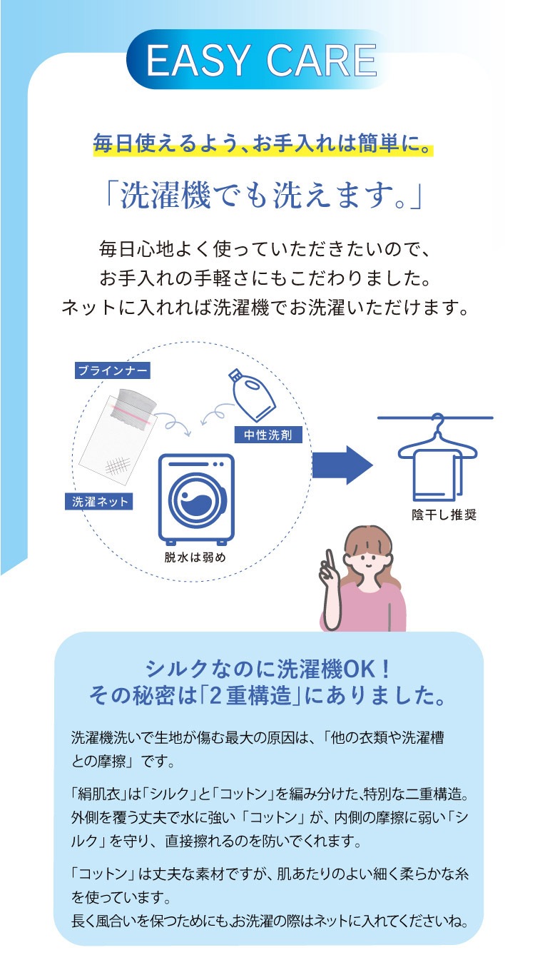 絹肌衣 シルク汗取りブラインナー [ 女性用 インナー/内絹外綿 / 二重編み /長さ23cm /伸縮性あり] シルク/コットン (日本製) メール便送料無料