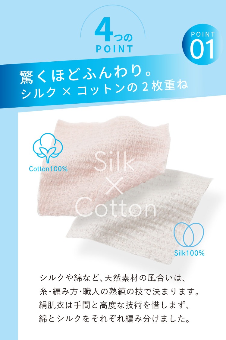 絹肌衣 シルク汗取りブラインナー [ 女性用 インナー/内絹外綿 / 二重編み /長さ23cm /伸縮性あり] シルク/コットン (日本製) メール便送料無料