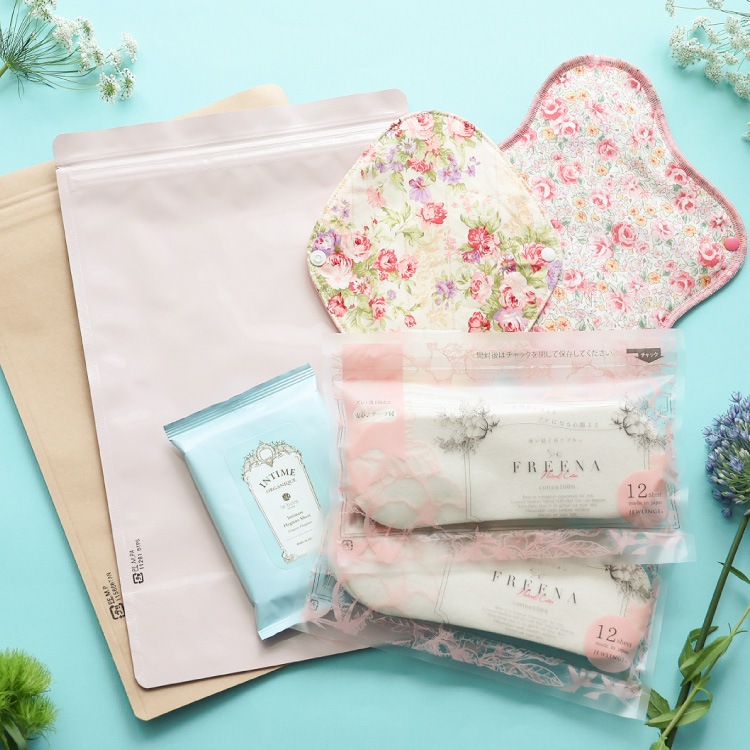 女性のための防災セット 日本製 中身だけ(使い捨て布ナプキン/ウェットシート/チャック付き防臭袋/おりものライナー/布ナプキン)メール便送料無料 JEWLINGE