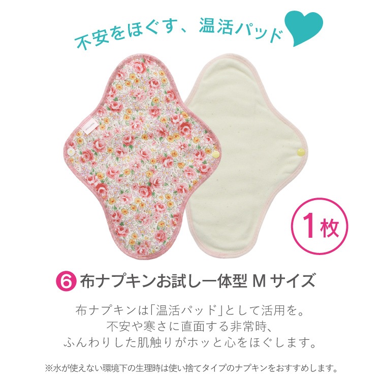 女性のための防災セット 日本製 中身だけ(使い捨て布ナプキン/ウェットシート/チャック付き防臭袋/おりものライナー/布ナプキン)メール便送料無料 JEWLINGE