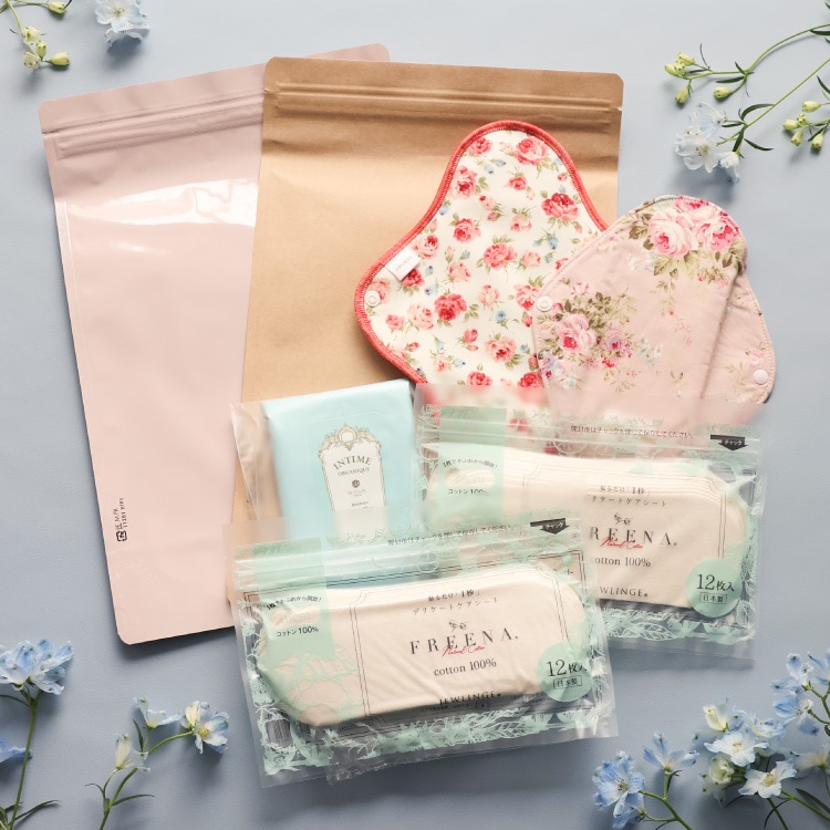 女性のための防災セット 日本製 中身だけ(使い捨て布ナプキン/ウェットシート/チャック付き防臭袋/おりものライナー/布ナプキン)メール便送料無料 JEWLINGE