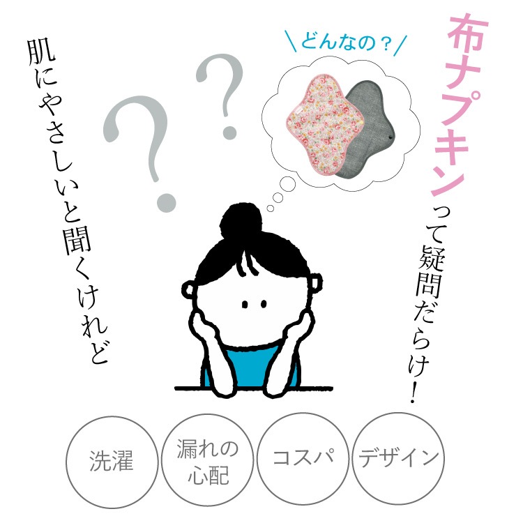 布ナプキン お試し一体型 Mサイズ 生成り 3枚セット [ 防水布入り布ナプキン/昼用 / 24.5cm ] 普通の日 ネル生地 (日本製)メール便送料無料