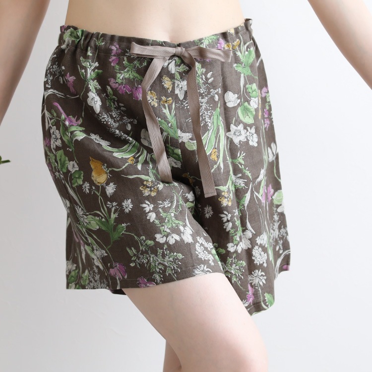 リネン100% リラックスショートパンツ  パジャマ ルームウェア 部屋着 メール便送料無料 ジュランジェ