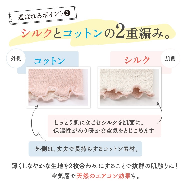 絹肌衣 シルク汗取りインナー マルチインナー [ 女性用 腹巻 ブラインナー兼用/内絹外綿 / 二重編み /長さ36cm/伸縮性あり] シルク/コットン (日本製) メール便送料無料