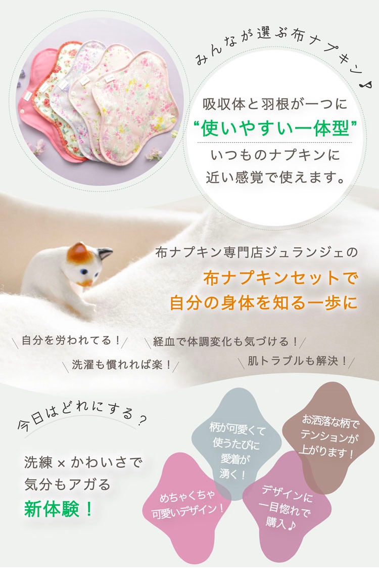 布ナプキン 布ナプキンまとめ買い福袋  [ 防水布入り布ナプキン/おりもの用/洗剤/防臭袋/柄おまかせ］生理用品 ナプキン (日本製)宅配便送料無料