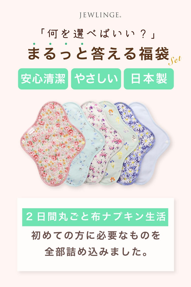 布ナプキン 布ナプキンまとめ買い福袋  [ 防水布入り布ナプキン/おりもの用/洗剤/防臭袋/柄おまかせ］生理用品 ナプキン (日本製)宅配便送料無料