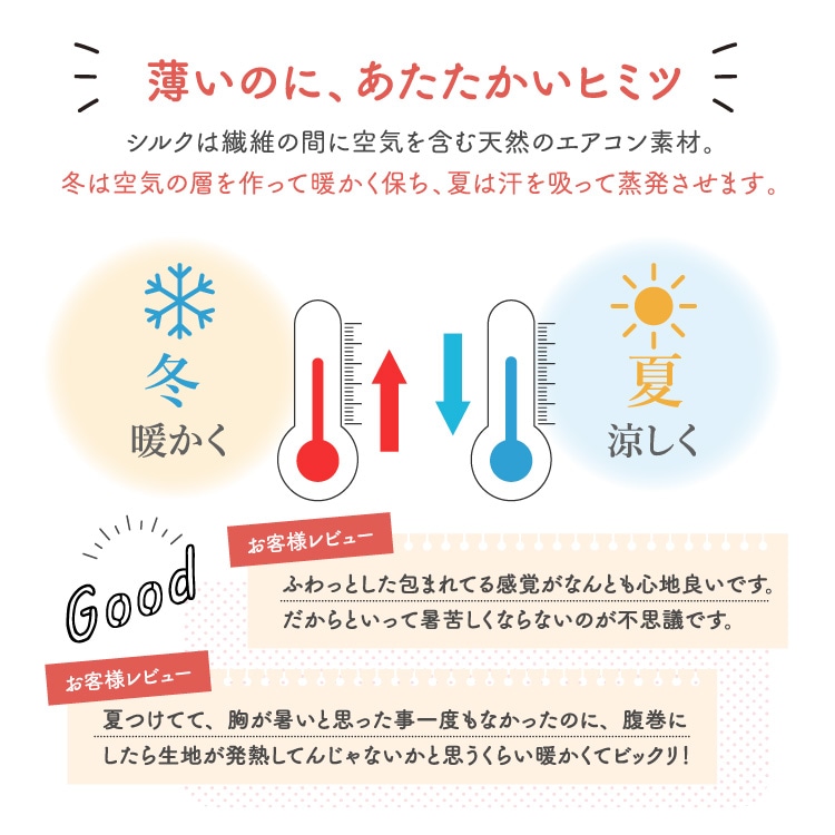 絹肌衣 シルク汗取りインナー ロングインナー [ 女性用 腹巻 ブラインナー兼用/内絹外綿 / 二重編み /長さ54cm/伸縮性あり] シルク/コットン (日本製) メール便送料無料