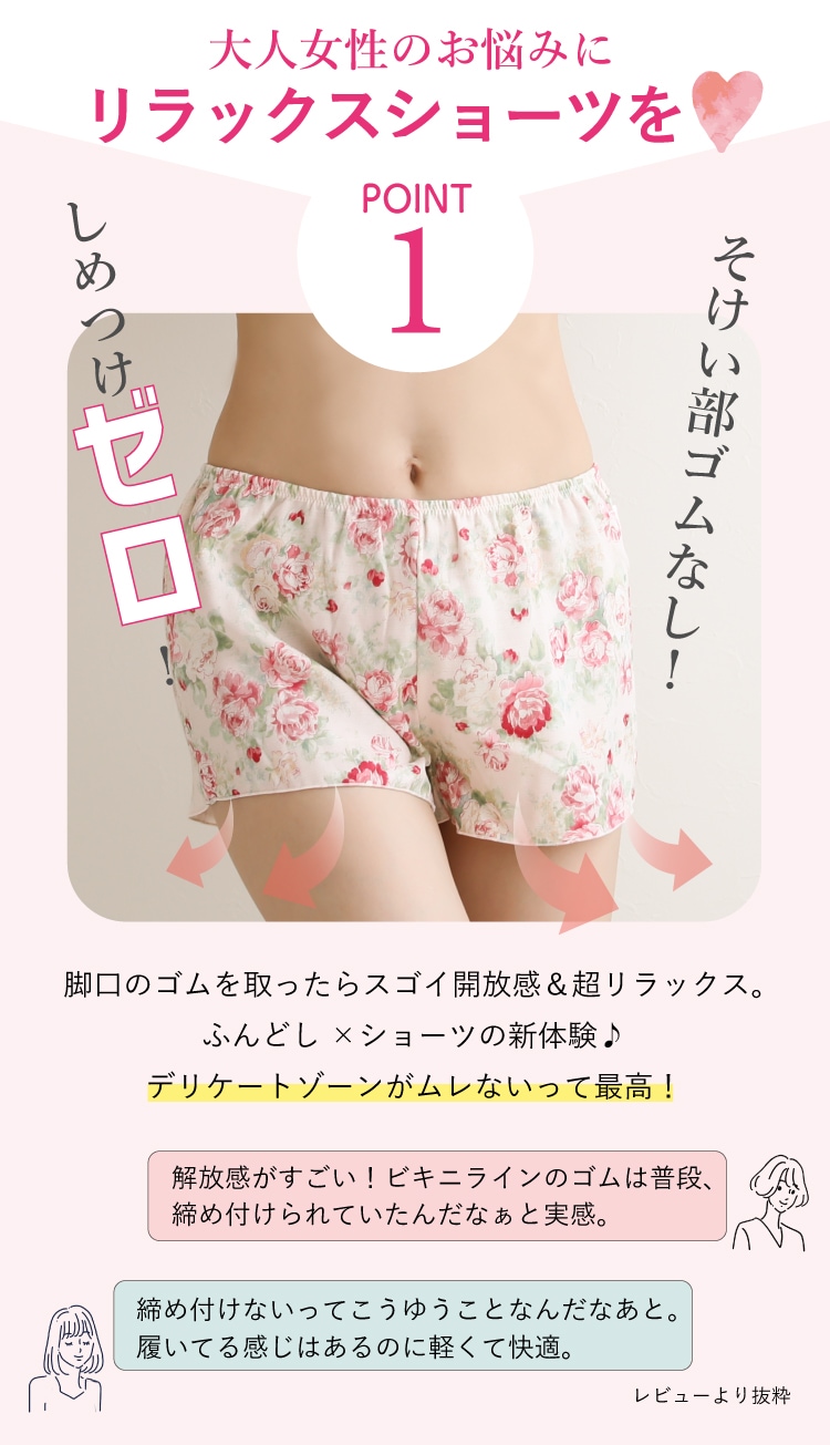 トリプルガーゼめぐリラふんティ　1分丈 [ 女性用 ショーツ / コットン100％ / M / L ] ふんどしパンツ 女性用 下着 (日本製)