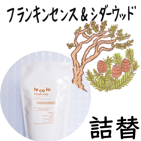 【詰替】tecoloブレンドソープ フランキンセンス&シダーウッド270ml【ネコポOK・3個まで】