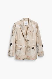 【SALE 40%】DESIGUAL デシグアル アウター レディース 25SWEW43 AME_NEWSPAPER COLLAGE_LACROIX 6008 BEIGE