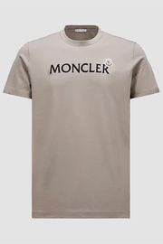 MONCLER ��󥯥졼�� ��� T����� 091-8C00075-8390T Flocked Logo Cotton T-Shirt 22E/BEIGE