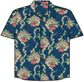 HAWAII TWO PALMS 501R Lei of Hawaii navy