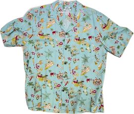HAWAII アロハシャツ TWO PALMS 501R Vintage Aloha aqua
