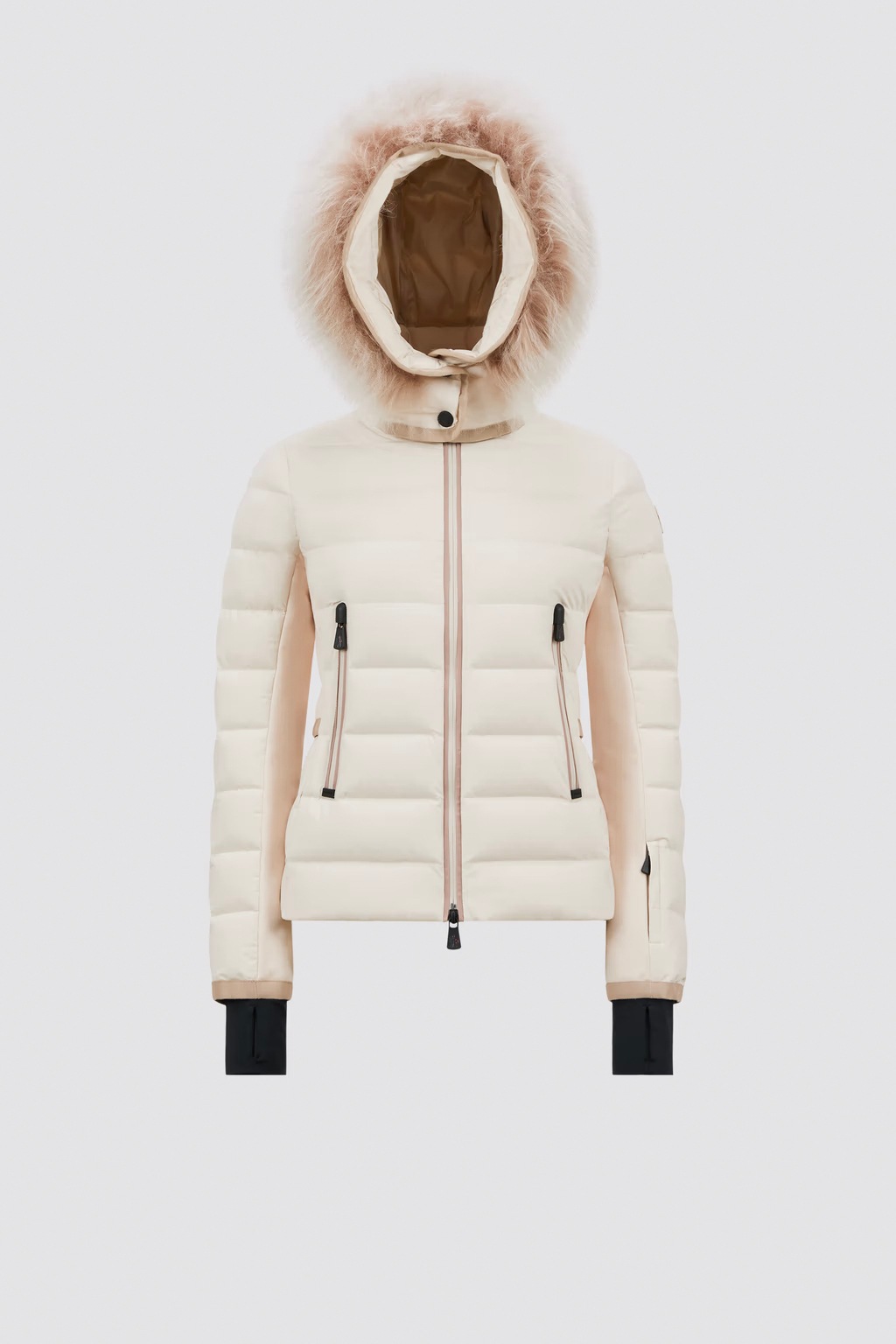 MONCLER GRENOBLE ��󥯥졼�� ����Ρ��֥� ��ǥ����� ���㥱�å�  098-1A00047-5399D LAMOURA HOODED SHEARLING SHORT DOWN JACKET 060 WHITE IVORY