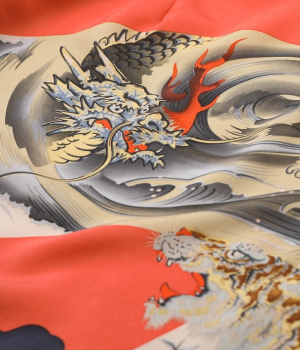 アロハタヌキ SUN SURF サンサーフ アロハシャツ SS39062 DRAGON & TIGER 165 RED