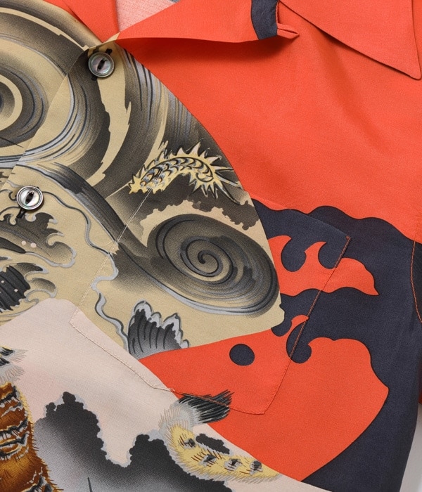 SUN SURF サンサーフ アロハシャツ SS39062 DRAGON & TIGER 165 RED