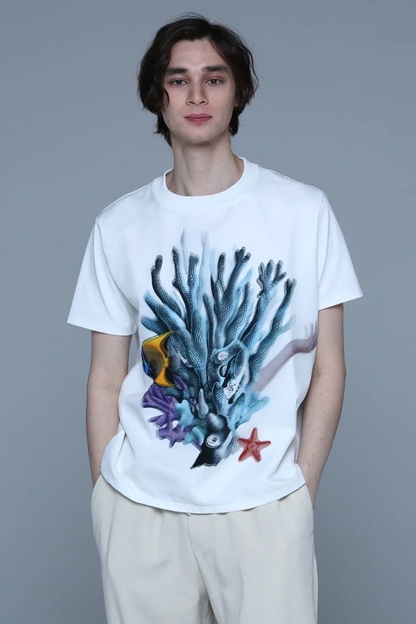 SALE 30%】TRIPPY ART トリッピーアート Tシャツ MX-1412 CORAL WHITE