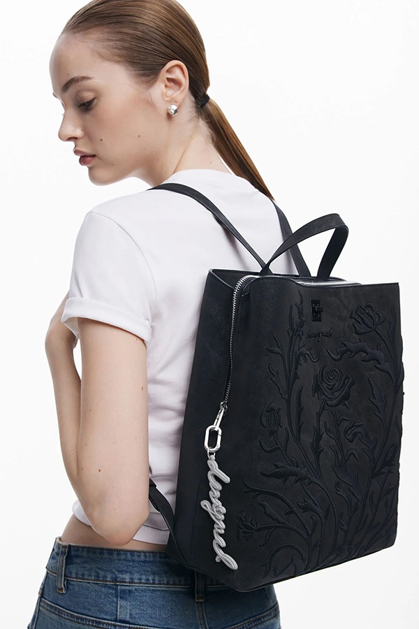 ��SALE 50%��DESIGUAL �ǥ������� �Хå��ѥå� ��ǥ����� 25WAKP06 BACK_ROMEO FLORAL TOTAL BLACK SUMY 2000