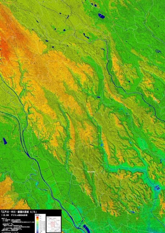 地理な　早瀬から 1:25,000デジタル標高地形図「江戸川・中川・綾瀬川流域 1/6