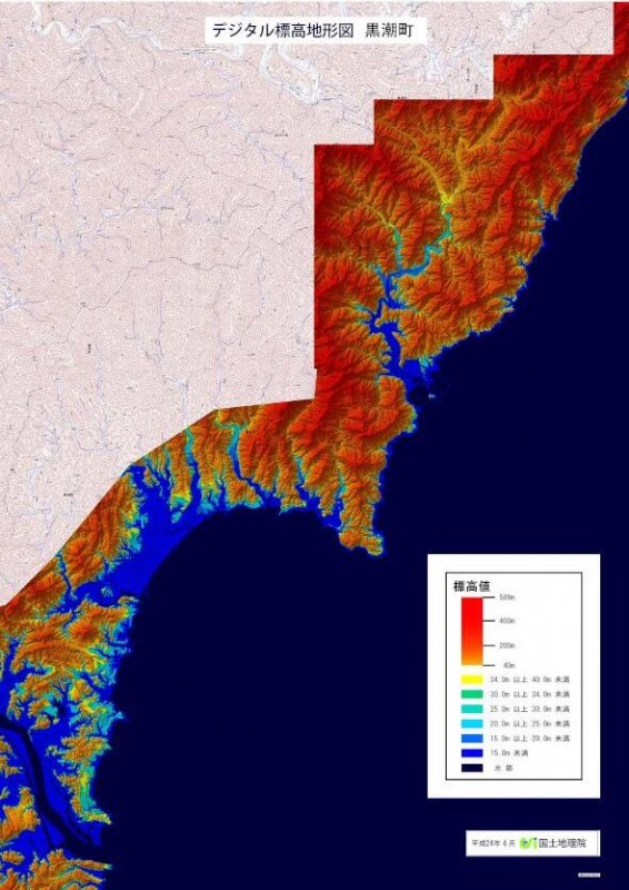 地図 1:25,000デジタル標高地形図「高知」 D1-508 | デジタル標高地形