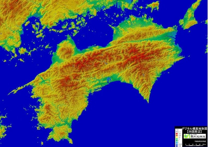 デジタル標高地形図「四国周辺」 D1-882 | デジタル標高地形図