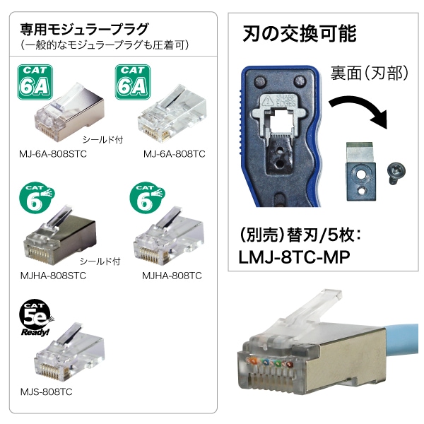 モジュラー圧着工具(貫通タイプ) - （LAN工具｜モジュラー圧着工具）：｜ 電設工具・電気材料・照明機器・LAN機材の総合メーカー ｜  ジェフコム株式会社