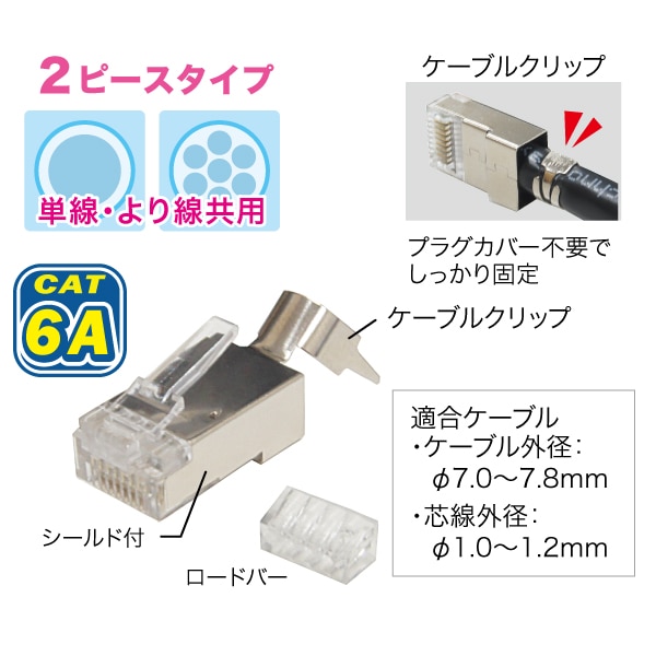 クリップ付モジュラープラグ(カテゴリー6A) SMJ-6A-8777S