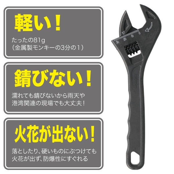 カーボンモンキーレンチ DCR-M200 | 電設作業工具,ドライバー・レンチ