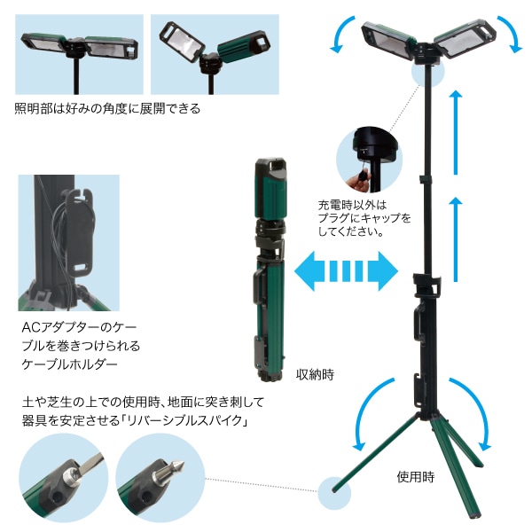 JEFCOM PCWL-R190TW キャンプ照明 LEDキャリングワークライト(防雨タイプ) PCWL-R190TW | 照明器具