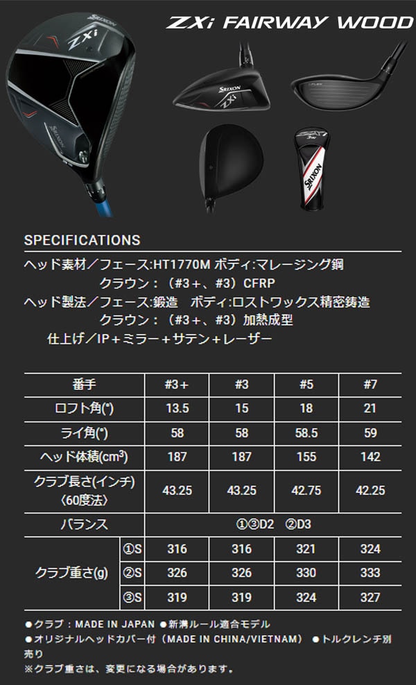 24年モデル】 ダンロップ スリクソン ZXi フェアウェイウッド
