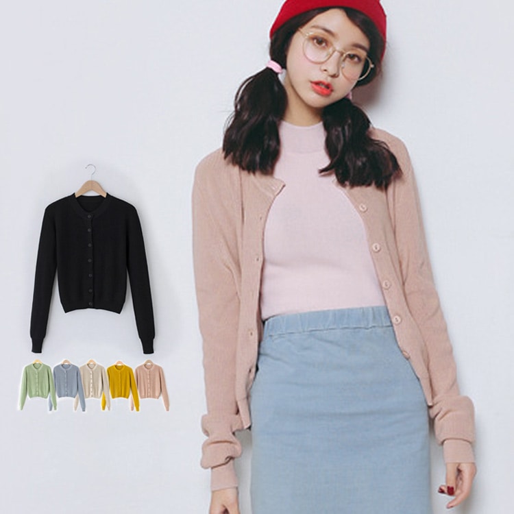 カーディガン レディース 秋冬 ニット 丸首 長袖 オフィス カジュアル シンプル 紫外線対策 UVカット 冷房対策 グリーン ブルー ベージュ イエロー マスタードイエロー からし色 トップス JOCOSA　送料無料 即納 8338 あったかニット