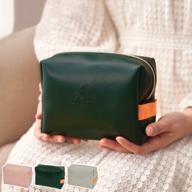 化粧ポーチ メイクポーチ 小物入れ 携帯用 大容量 化粧品 コスメ 収納 リップ メイク道具 旅行 ペンケース おしゃれ かわいい シンプル 持ち運び PUレザー 合皮 春 夏 秋 冬 新作 ピンク グリーン グレー JOCOSA 9022