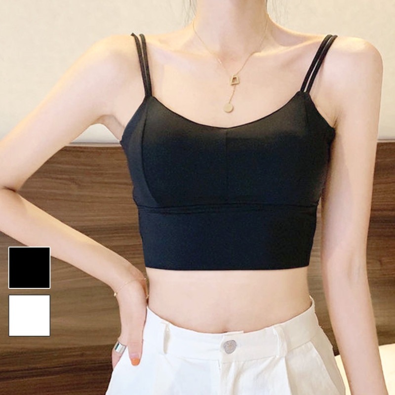 カップ付きキャミソール タンクトップ インナー 薄手 トップス 韓国ファッション レディース 春 夏 秋 新作 ブラック ホワイト フリーサイズ JOCOSA 7200