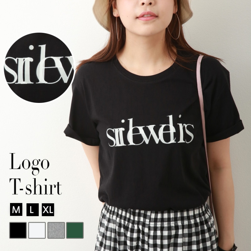 ロゴTシャツ プリント オーバーサイズ 半袖 Uネック ロゴ 韓国ファッション レディース 春 夏 秋 新作 ブラック ホワイト グレー グリーン M L XL JOCOSA 7203