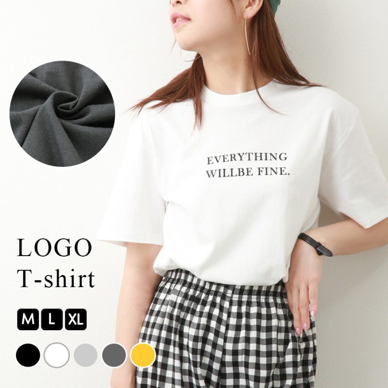 ロゴT 半袖 ゆったり ラウンドネック Tシャツ トップス 韓国ファッション レディース 春 夏 秋 新作 ブラック ホワイト グレー ダークグレー イエロー M L XL JOCOSA 7206