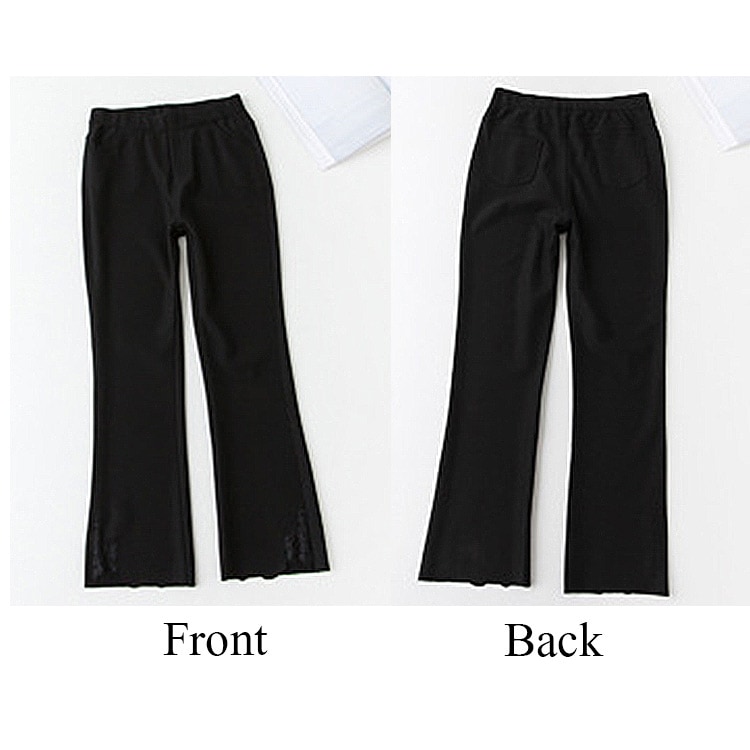 パンツ レディース ストレッチ 九分丈 ワイドパンツ レース 切りっぱなし 春 夏 秋 冬 ボトムス 黒 ブラック JOCOSA 送料無料 即納 8141