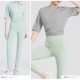 スポーツウェア トップス Tシャツ 韓国ファッション 韓国 セクシー 半袖 レディース フィットネス ヨガ ジム おしゃれ シンプル 背中見せ バッククロス 春 夏 秋 冬 新作 グレー グリーン 緑 ブルー 青 ピンク S M L JOCOSA 8741