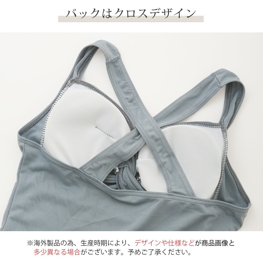 水着 ワンピース ミディ丈 ノースリーブ 体型カバー ギャザー キーホール パッド付き オールインワン レディース 春 夏 新作 ブラック アイスグレー M L XL JOCOSA 9811