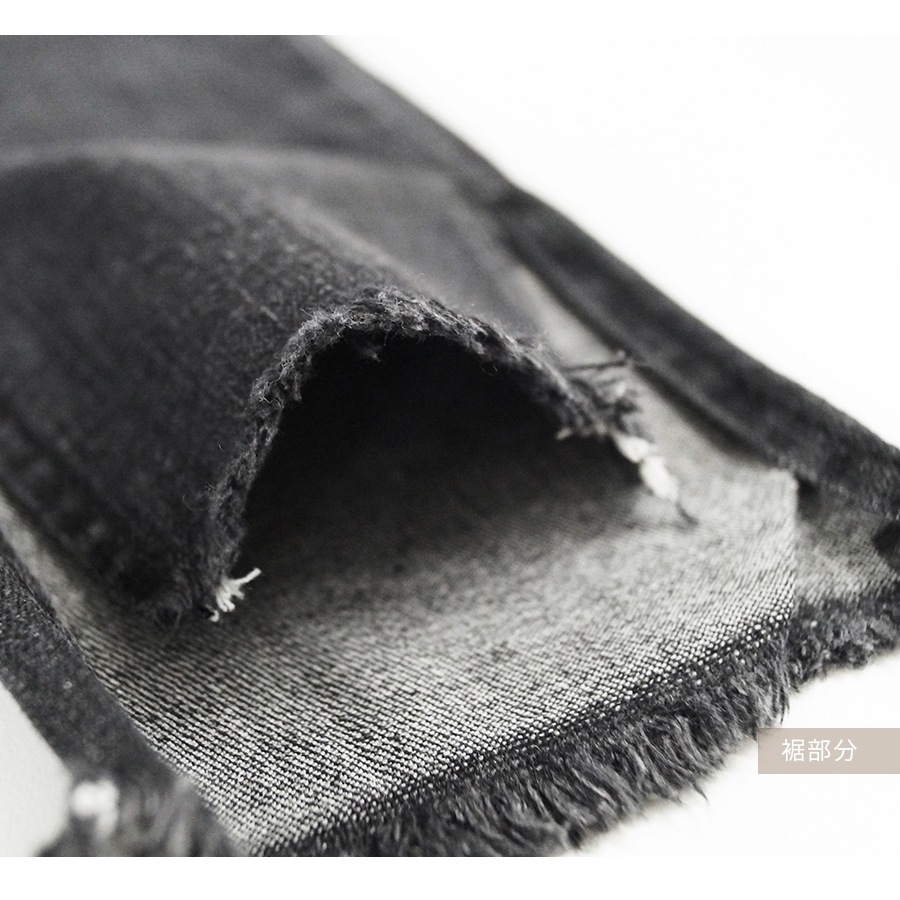 スキニー カットオフ デニム ダメージ 定番 シンプル 脚長 パンツ カジュアル カットデニム ポケット 韓国ファッション レディース 新作 春 夏 秋 ブラック ブルー S M L XL JOCOSA 9122