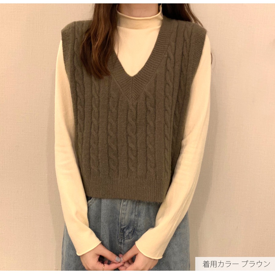 ニットベスト トップス Vネック 韓国ファッション 韓国 秋服 大人 オフィスカジュアル シンプル ストリート レディース 春 夏 秋 冬 新作 ブラック 黒 ホワイト 白 グレー 灰 イエロー 黄 ブラウン 茶 ブルー 青 アイボリー フリーサイズ JOCOSA 7038